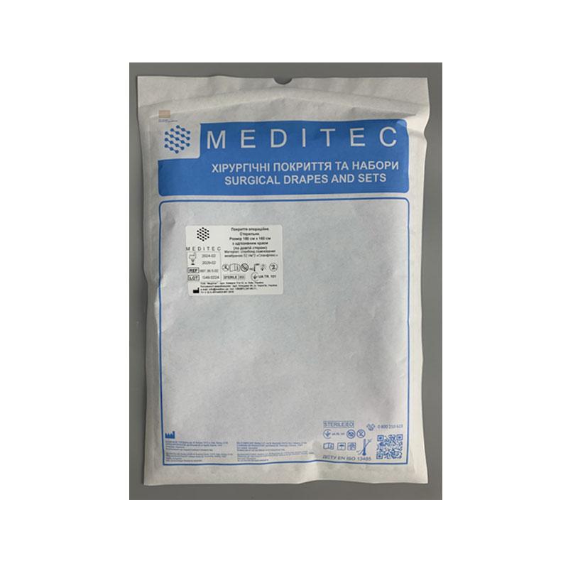 Покриття операційне «Meditec®». Стерильне. Розмір 210 см х 160 см з адгезивним краєм матеріал спанбонд ламінований мембраною 52 г/м*2 «Спанфлекс»